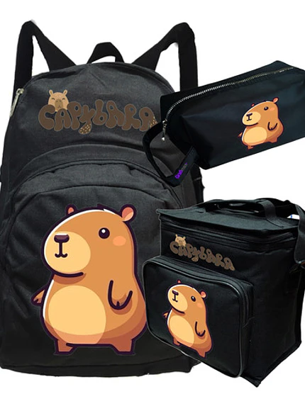 Pack Capibara Diseños Mochila Lonchera Estuche Grafimax 2