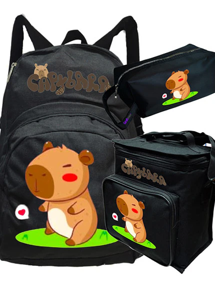 Pack Capibara Diseños Mochila Lonchera Estuche Grafimax 3