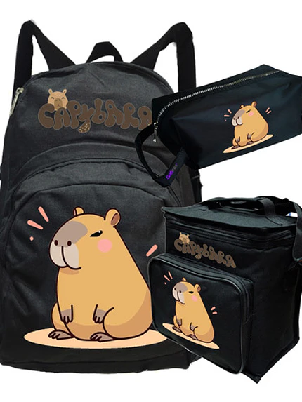 Pack Capibara Diseños Mochila Lonchera Estuche Grafimax 4