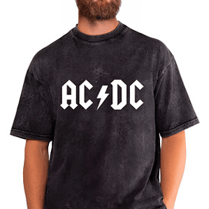 Polera Acdc Efecto Jeans Desgastada Grafimax