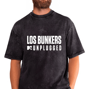 Polera Los Bunkers Mtv Efecto Jeans Desgastada Grafimax
