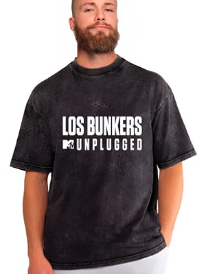 Polera Los Bunkers Mtv Efecto Jeans Desgastada Grafimax