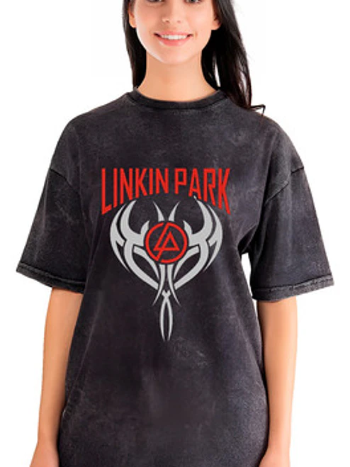 Polera Mujer Linkin Park Efecto Jeans Desgastada Grafimax 1