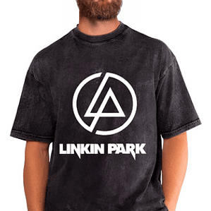 Polera Linkin Park Logo Efecto Jeans Desgastada Grafimax