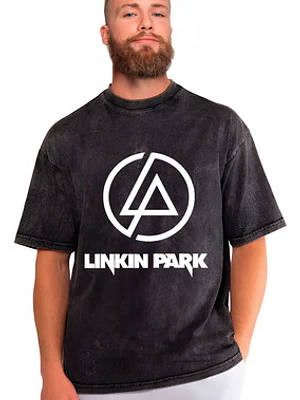 Polera Linkin Park Logo Efecto Jeans Desgastada Grafimax