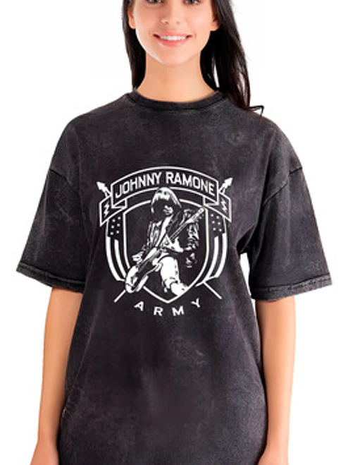 Polera Mujer Johnny Ramone Efecto Jeans Desgastada Grafimax 1