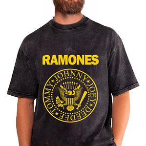Polera Ramones Logo Efecto Jeans Desgastada Grafimax