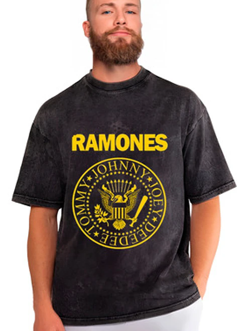 Polera Ramones Logo Efecto Jeans Desgastada Grafimax 1