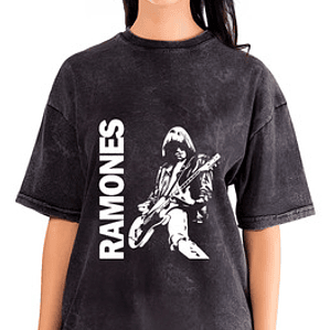 Polera Mujer Ramones Efecto Jeans Desgastada Grafimax