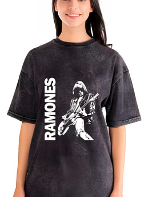 Polera Mujer Ramones Efecto Jeans Desgastada Grafimax
