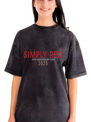 Polera Mujer Simply Red Tour 2025 Efecto Desgastada Grafimax