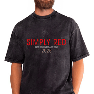 Polera Simply Red Tour 2025 Efecto Jeans Desgastada Grafimax