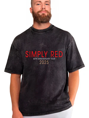 Polera Simply Red Tour 2025 Efecto Jeans Desgastada Grafimax