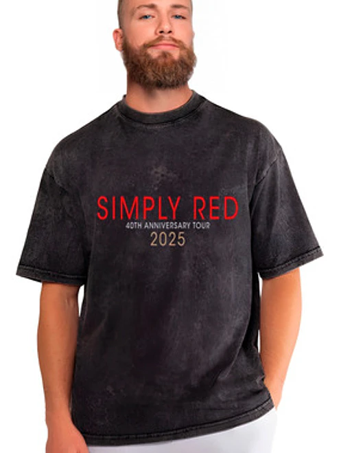 Polera Simply Red Tour 2025 Efecto Jeans Desgastada Grafimax 1