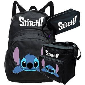 Mochila Stitch Acostado Movie Pack Lonchera Estuche Grafimax