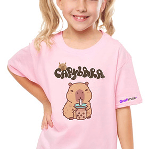 Polera Niñas Capibara Bubble Tea Diseños Grafimax