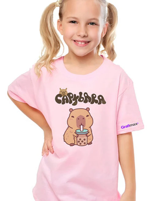Polera Niñas Capibara Bubble Tea Diseños Grafimax 1