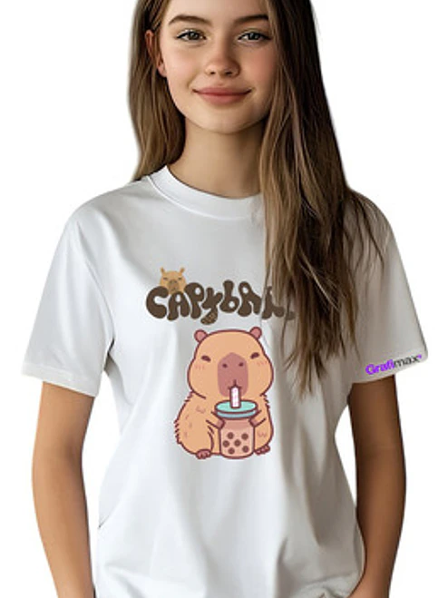 Polera Niñas Capibara Bubble Tea Diseños Grafimax 9