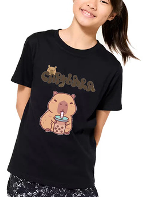 Polera Niñas Capibara Bubble Tea Diseños Grafimax 17