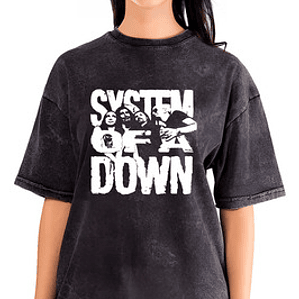 Polera Mujer System Of A Down Grupo Gris Desgastada Grafimax