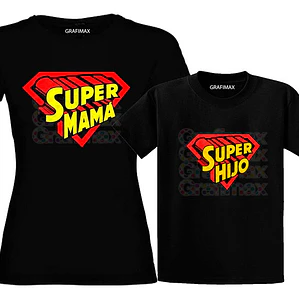 Polera Mama E Hijo Super Mamá Y Hijo Familia Grafimax