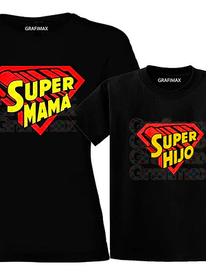 Polera Mama E Hijo Super Mamá Y Hijo Familia Grafimax