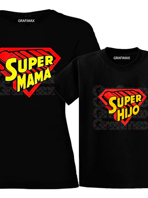 Polera Mama E Hijo Super Mamá Y Hijo Familia Grafimax 1