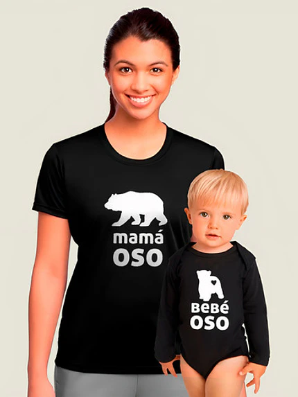 Pack Polera Y Body Mamá E Hijo Oso Y Osito Familia Grafimax 1