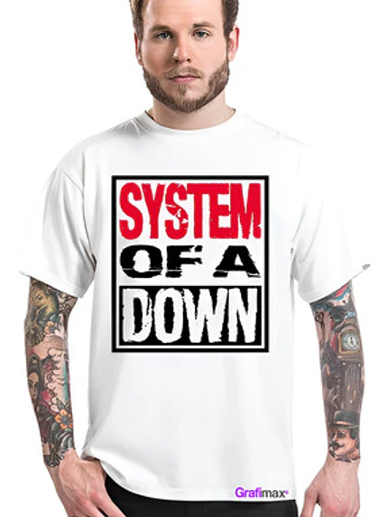 Polera System Of A Down Blanca Rock Música Grafimax 1
