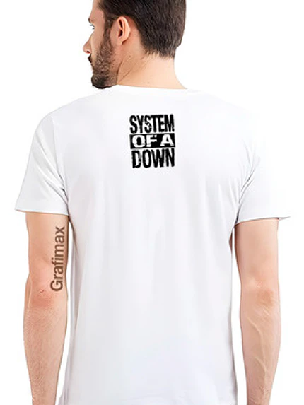 Polera System Of A Down Blanca Rock Música Grafimax 2