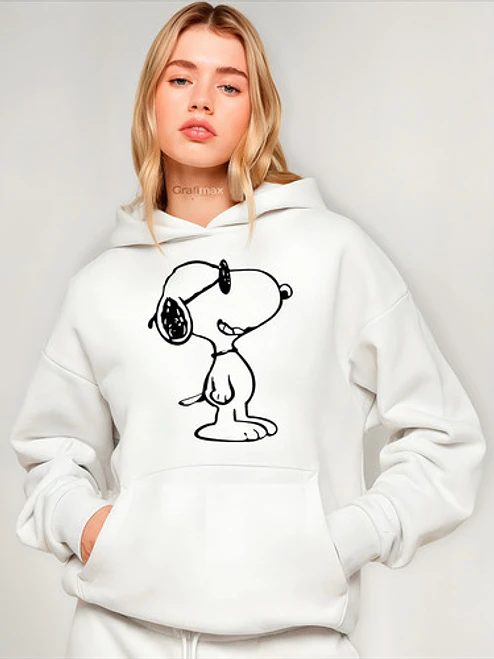Polerón Snoopy Oversize Blanco Premium Grafimax 1