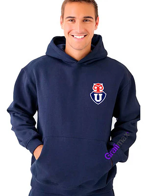 Polerón Capucha Universidad De Chile El Azul Doble Estampado Gfmx