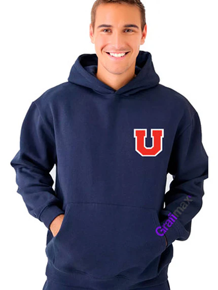 Polerón Capucha Universidad De Chile Bulla Doble Estampado Gfmx 1