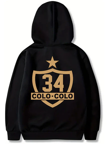 Polerón Capucha Colo Colo Albos Deporte Doble Estampado Gfmx 2
