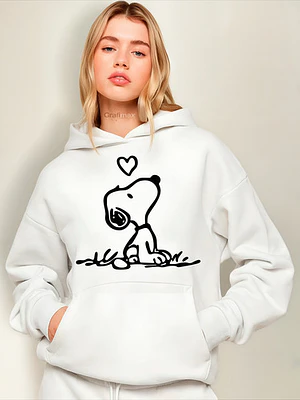 Polerón Snoopy Oversize Heart Mujer Premium Grafimax