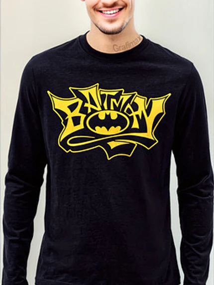 Polera Manga Larga Batman Graffiti Superhéroes Grafimax 1