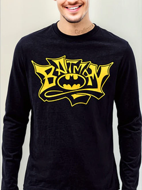 Polera Manga Larga Batman Graffiti Superhéroes Grafimax 1