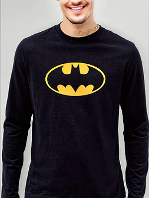 Polera Manga Larga Batman Logo Superhéroes Grafimax