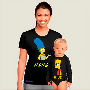 Pack Polera Body Mamá E Hijo Bart Marge Familia Grafimax