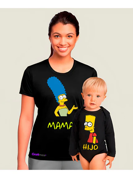 Pack Polera Body Mamá E Hijo Bart Marge Familia Grafimax 1