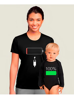 Polera Body Mamá E Hijo Bateria 100% Familia Pack Grafimax