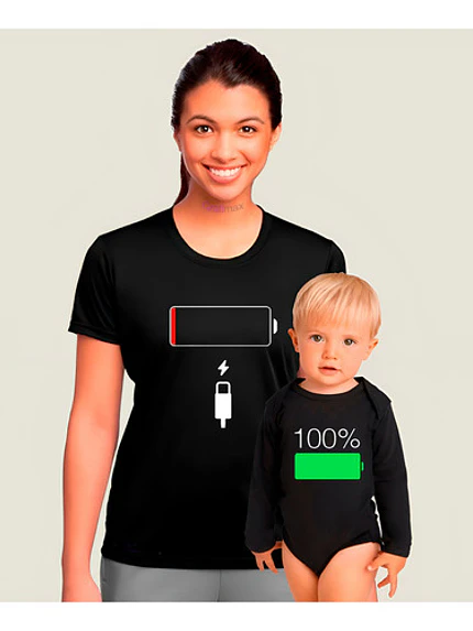 Polera Body Mamá E Hijo Bateria 100% Familia Pack Grafimax 15