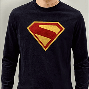 Polera Manga Larga Superman New Logo Superhéroes Grafimax