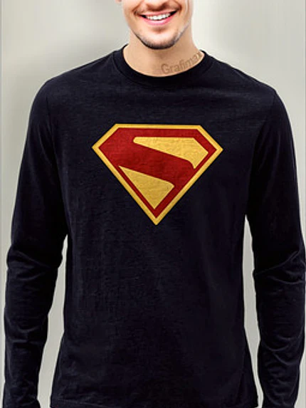 Polera Manga Larga Superman New Logo Superhéroes Grafimax 1