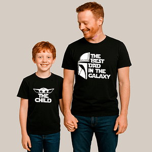 Polera Mandalorian Grogu Papá Hijo Familia Pack Grafimax