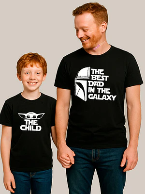 Polera Mandalorian Grogu Papá Hijo Familia Pack Grafimax