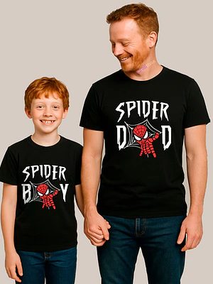 Polera Super Dad Spiderman Papá Hijo Familia Pack Grafimax