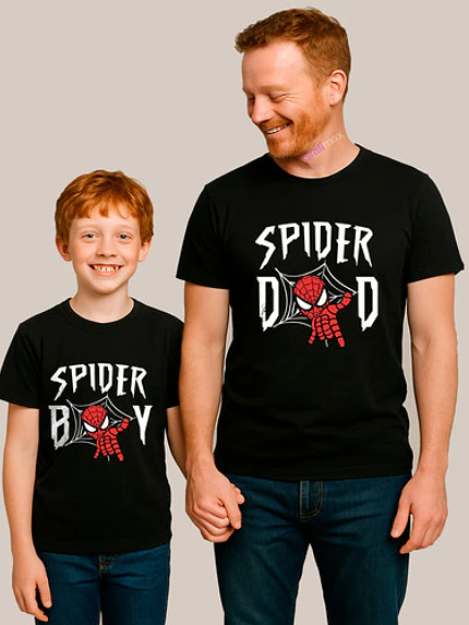 Polera Super Dad Spiderman Papá Hijo Familia Pack - Grafimax 1
