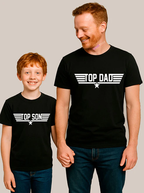 Polera Top Dad Top Gun Movie Papá Hijo Familia Pack Grafimax 10