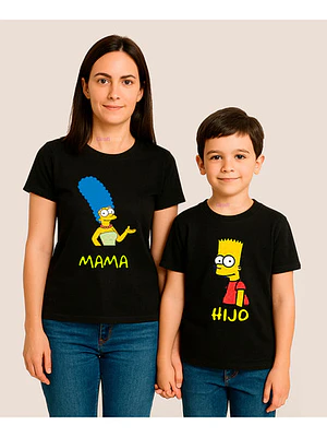 Polera Mamá E Hijo Bart Y Marge Simpsons Familia Grafimax